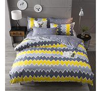 FANSU Set di Biancheria da Letto Matrimoniale de 4 Pezzi, Elegante Set Copripiumino per Letto Matrimoniale Chiusura a Zip con Lenzuola Piane e 2 federe (220x240cm,Onda Grigia)