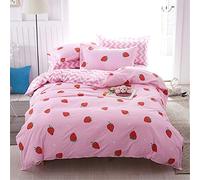 FANSU Set di Biancheria da Letto Matrimoniale de 4 Pezzi, Set Frutta Copripiumino per Letto Matrimoniale Chiusura a Zip con Lenzuola Piane e 2 federe (140x200cm,Fragole)