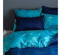 FANSU Set di Biancheria da Letto Matrimoniale de 4 Pezzi, Universo Galaxy Starry Set Copripiumino per Letto Matrimoniale con Lenzuola Piane e 2 federe (Blu,200x200cm)