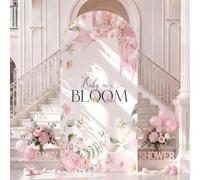 FANSU Sfondo a Forma di Arco di Un Anno, Bebè in Fiore (Fiori Rosa,200x100cm)
