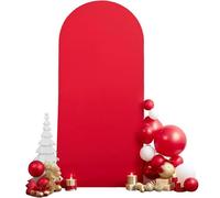 FANSU Sfondo Rotondo a forma di arco Copertura per Arco Nozze, Copertura per Fondale Arco per matrimoni cerimonie, feste di compleanno, banchetti, baby shower (6.6FT / 100x200cm,rosso)