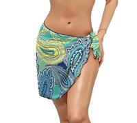 FANSU Sottile Copricostume Donna Mare, Estate Stile Esotico Moda Pareo Donna Mare, Traslucido Corto Vestito Spiaggia per Estate, Spiaggia, Piscina (Verde Giallo,2XL)
