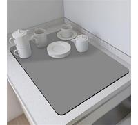 FANSU Tappetino Scolapiatti Assorbente Cucina, Tappetino da Caffe ad Asciugatura Rapida Tinta Unita Tappetino Drenante Tappetino per Asciugare i Piatti e Macchina da Caffè (Grigio chiaro,50x60cm)