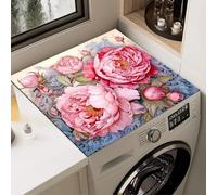 FANSU Tappetino Superiore Antiscivolo Lavatrice, Stile Cinese Fiore di Peonia Tappetino Protettivo per Copertura Superiore per Lavatrice Assorbente Asciugatura Rapida (Stile 1,60x60cm)
