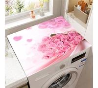 FANSU Tappetino Superiore Antiscivolo Lavatrice, Tappetino Protettivo per Copertura Superiore per Lavatrice Assorbente Stampa Fiore di Rosa 3D per Frigorifero (Cuore d'amore,50x60cm)