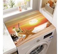 FANSU Tappetino Superiore Antiscivolo Lavatrice, Tappetino Protettivo per Copertura Superiore per Lavatrice Assorbente Stampa Stella Marina 3D per Frigorifero Cucina (Alba,60x60cm)