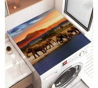 FANSU Tappetino Superiore Antiscivolo Lavatrice, Tappetino Protettivo per Copertura Superiore per Lavatrice Assorbente Asciugatura Rapida Stampa Elefante 3D (Alba A,50x60cm)