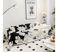 FANSU Telo Copridivano 1 2 3 4 Posti, Copriletto Matrimoniale Copritutto, Coperta Copridivano Stampa Romantico Camelia Fiori, Coperta Decorativa per Divano (Nero Bianco,2 posti(180x230cm))