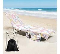 FANSU Telo Lettino Mare con Tasche Laterali e Borsa, Coprilettino in Microfibra Asciugatura Rapida e Antiscivolo, Telo da Spiaggia per Sdraio e Piscina (Stelle e arcobaleni,74x210CM)