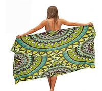 FANSU Telo Mare in Microfibra Rettangolo Asciugatura Rapid Antisabbia 3D Stampa Mandala Esotico, Estate Super Assorbente Asciugamano per Yoga, Piscina, Spiaggia (Verde,80x160cm)