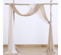 FANSU Tenda per Arco Matrimonio, Set di 3 Pezzi Tessuto Chiffon per Drappeggio per Arco Nuziale Drappeggio Arco Nuziale Mantovana da Matrimonio (2.4x19.6ft/75x600cm,Colore Champagne)