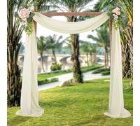 FANSU Tenda per Arco Matrimonio, Tessuto Drappeggiato per Arco Nuziale Tessuto Drappeggio Matrimonio Tenda di Sfondo in Chiffon Nuziale Mantovana per Cerimonia (Beige,75x180cm)