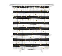 FANSU Tende da Doccia Impermeabile con 12 Ganci di Plastica, 3D Stampato Resistente Poliestere Antimuffa Tessut Lavabile Tenda della Vasca da Bagno (90x180cm,Nero Bianco)