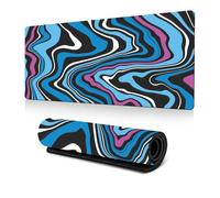 FANSU Texture Fluida Tappetino Mouse Extra Large, Tappetino Mouse XXL/XL/L, Tappetino Mouse Gaming con Base Gomma Antiscivolo e Bordi Cuciti, Mouse Pad per Ufficio e Casa (600x300mm,Blu Bianco)