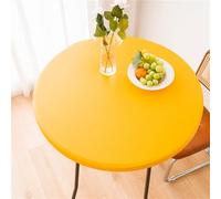 FANSU Tinta Unita Tovaglia Rotonda Antimacchia con Bordo Elastico Impermeabile,Tavolo Circolare Copertura Antipolvere Tavolino Kitchen Decoration Copritavolo (Giallo,90cm)