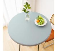 FANSU Tinta Unita Tovaglia Rotonda Antimacchia con Bordo Elastico Impermeabile,Tavolo Circolare Copertura Antipolvere Tavolino Kitchen Decoration Copritavolo (Grigio,80cm)