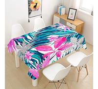 FANSU Tovaglia Idrorepellente, 3D Piante Tropicali Rettangolare Impermeabile Antimacchia Moderne Cucina Copritavolo Quadrata Tavolo Panno per Sala da Pranzo Giardino (Rose Red,140x200cm)