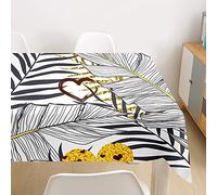 FANSU Tovaglia Idrorepellente, Quadrata Rettangolare Impermeabile Antimacchia 3D Piante Tropicali Copritavolo Tavolo Panno per Cucina Sala da Pranzo Ristorante Giardino (Foglie Gialle,90x90cm)