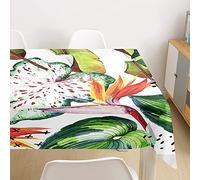 FANSU Tovaglia Idrorepellente, Quadrata Rettangolare Impermeabile Antimacchia 3D Piante Tropicali Copritavolo Tavolo Panno per Cucina Sala da Pranzo Ristorante Giardino (Fiori,90x90cm)