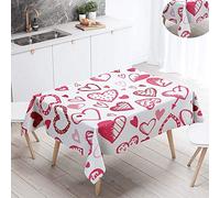 FANSU Tovaglia Idrorepellente, Rettangolare Impermeabile Antimacchia 3D Amore Moderne Cucina Lavabile Copritavolo Quadrata Tavolo Panno per Sala da Pranzo Giardino (Pink Love,140x140cm)