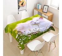 FANSU Tovaglia Idrorepellente, Rettangolare Impermeabile Antimacchia 3D Gatto Moderne Cucina Lavabile Copritavolo Quadrata Tavolo Panno per Sala da Pranzo Giardino (Margherita,140x180cm)