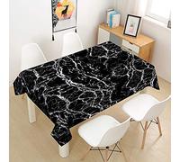 FANSU Tovaglia Idrorepellente, Rettangolare Impermeabile Antimacchia 3D Marmorizzazione Moderne Cucina Lavabile Copritavolo Tavolo Panno per Sala da Pranzo Giardino (Nero,100x140cm)