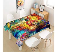 FANSU Tovaglia Idrorepellente, Rettangolare Impermeabile Antimacchia 3D Nota Musicale Moderne Cucina Lavabile Copritavolo Tavolo Panno per Sala da Pranzo Giardino (Musica retrò,140x200cm)