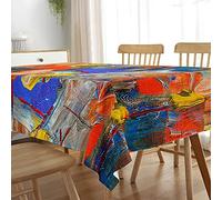 FANSU Tovaglia Rettangolare Impermeabile, Pittura ad Olio 3D Antimacchia Idrorepellente Lavabile Copritavolo Tavolo Panno per Sala da Pranzo Cucina Ristorante Giardino (140x240cm,Blu Reale)