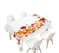 FANSU Tovaglia Rettangolare Impermeabile, Quadrata Antimacchia Foglie d'Autunno Idrorepellente Copritavolo Tavolo Panno per Sala da Pranzo Cucina Ristorante Giardino (140x160cm,Bianco)