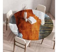 FANSU Tovaglia Rotonda Antimacchia Con Bordo Elastico,Astratto moderno Antipolvere Tavolino Cucina Decoration Copritavolo per Tavolo da Pranzo, Feste (Grigio-arancio,140cm)