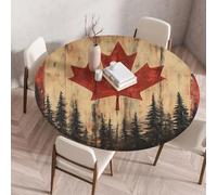 FANSU Tovaglia Rotonda Antimacchia Con Bordo Elastico,Thanksgiving Day Tavolino Cucina Decoration Copritavolo per Tavolo da Pranzo, Tavolino da Caffè, Feste (Foglia d'acero 5,60cm)