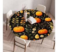 FANSU Tovaglia Rotonda Antimacchia Con Bordo Elastico,Thanksgiving Day Tavolino Cucina Decoration Copritavolo per Tavolo da Pranzo, Tavolino da Caffè, Feste (Margherite,70cm)