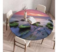 FANSU Tovaglia Rotonda con Bordo Elastico, 3D Stampa Tovaglie in Poliestere per Esterno Lavabile Antimacchia per Tavolo da Esterno, Giardino, Cucina (Rocce muschiose,200cm)