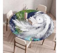 FANSU Tovaglia Rotonda con Bordo Elastico, 3D Stampa Tovaglie in Poliestere per Esterno Lavabile Antimacchia per Tavolo da Esterno, Giardino, Cucina (Tifone,200cm)