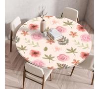 FANSU Tovaglia Rotonda con Bordo Elastico, Antimacchia Protezione Rotondo Copritavolo, Tovaglia Antiscivolo, Copritavolo Tavolo per Cucina Giardino Decorazione (Botanica floreale 3,Diametro 120 cm)