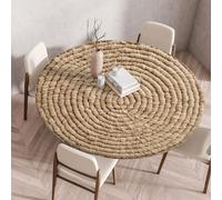 FANSU Tovaglia Rotonda con Bordo Elastico, Antimacchia Protezione Rotondo Copritavolo Tovaglia Antiscivolo Copritavolo Tavolo per Cucina Giardino Decorazione (Texture della paglia 6,Diametro 70 cm)