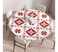 FANSU Tovaglia Rotonda con Bordo Elastico, Tovaglie in Poliestere per Esterno con 3D Stampa Antimacchia Lavabile per Tavolo da Esterno, Giardino, Cucina (Jacquard Chic 7,180cm)