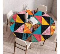 FANSU Tovaglia Rotonda con Bordo Elastico, Tovaglie in Poliestere per Esterno con 3D Stampa Antimacchia Lavabile per Tavolo da Esterno, Giardino, Cucina (Patchwork 3,80cm)