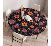 FANSU Tovaglia Rotonda con Bordo Elastico, Tovaglie in Poliestere per Esterno con 3D Stampa Antimacchia Lavabile per Tavolo da Esterno, Giardino, Cucina (Fiore rosso 2,150cm)