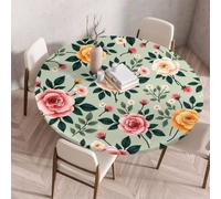 FANSU Tovaglia Rotonda con Bordo Elastico, Tovaglie in Poliestere per Esterno con 3D Stampa Antimacchia Lavabile per Tavolo da Esterno, Giardino, Cucina (Stampa rosa 5,200cm)