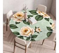 FANSU Tovaglia Rotonda con Bordo Elastico, Tovaglie in Poliestere per Esterno con 3D Stampa Antimacchia Lavabile per Tavolo da Esterno, Giardino, Cucina (Rosa Dorata 5,200cm)