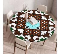 FANSU Tovaglia Rotonda con Bordo Elastico, Tovaglie in Poliestere per Esterno con 3D Stampa Antimacchia Lavabile per Tavolo da Esterno, Giardino, Cucina (Jacquard Chic 5,200cm)