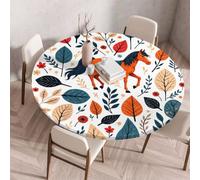 FANSU Tovaglia Rotonda con Bordo Elastico, Tovaglie in Poliestere per Esterno con 3D Stampa Antimacchia Lavabile per Tavolo da Esterno, Giardino, Cucina (Stampa Cavallo 6,80cm)