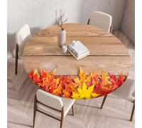 FANSU Tovaglia Rotonda Stampa Antimacchia con Bordo Elastico,Tavolo Circolare Copertura Antipolvere Tavolino Kitchen Decoration Copritavolo (Foglie d'Acero,120cm)