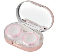 FanSynrare Custodia portatile per lenti a contatto con specchio, custodia compatta per cosmetici, custodia sottile per occhiali, include pinzette e asta, elegante tinta unita, Oro rosa, Scatola