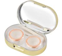 FanSynrare Custodia portatile per lenti a contatto con specchio, custodia compatta per cosmetici, custodia sottile per occhiali, include pinzette e asta, elegante tinta unita, Oro, Scatola