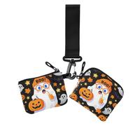Fant?me D'halloween Mignon Avec Citrouille Et Boisson Dual Wristlet Portafogli
