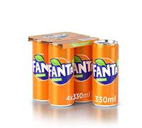 Fanta Original Gusto di Arancia - 4 Lattine da 330 ml, con Succo di Arance Italiane, Senza Aggiunta di Conservanti, Lattina 100% riciclabile, Gusto Rinfrescante, Bevanda Analcolica Frizzante
