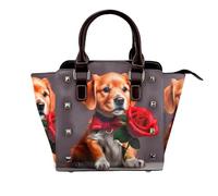 Fantascienza Future Donne Top Handle Borsa a Spalla Personalità Rivetto Satchel Tote Medie Dimensioni Borsa Borsa Borsa, Cane da gentiluomo, One Size