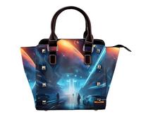 Fantascienza Future Donne Top Handle Borsa a Spalla Personalità Rivetto Satchel Tote Medie Dimensioni Borsa Borsa Borsa, Futuro di fantascienza, One Size